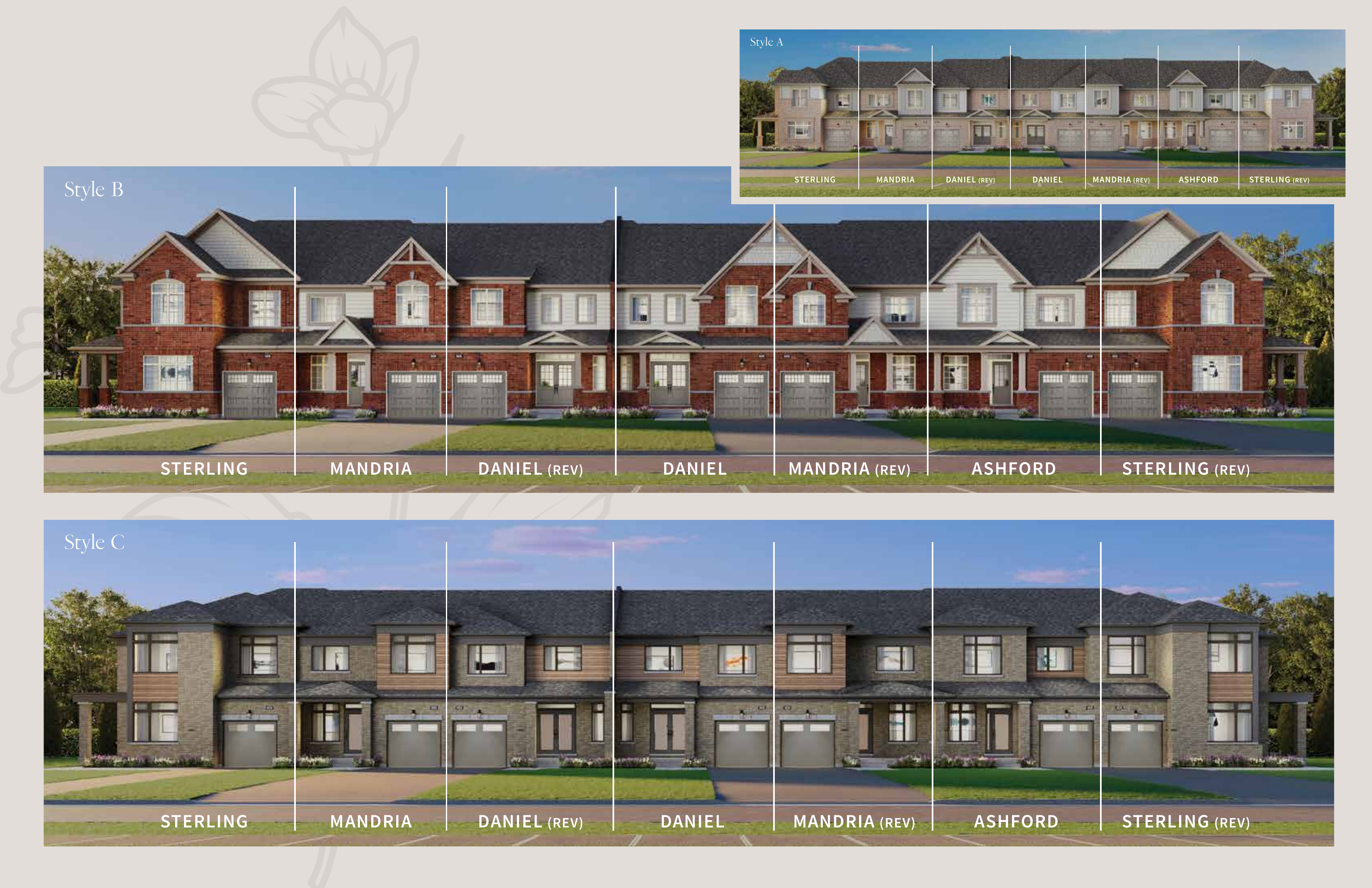 Ashford townhome elevation renderings
